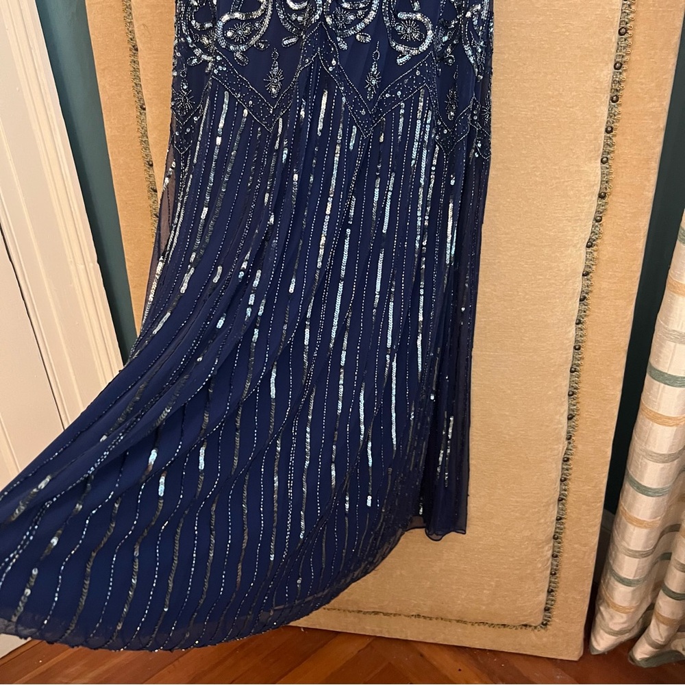 ROAMAN’S Plus Size V Neck Beaded and Sequined Evening Gown - Picture 7 of 16
